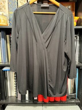 Lane Bryant Black V-Neck Wrap Blouse